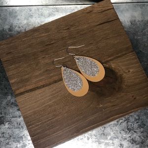 1.5” Glitter and Faux Leather Earrings